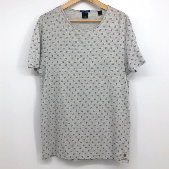 Scotch and Soda light grey palm leaf novelty all over print scoop neck T-shirt M - Picture 10 of 12